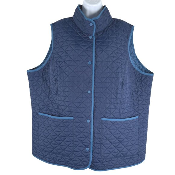 Lands' End Reversible Quilted Vest Womens 3X Blue Polyester Outdoor CJ-2175 - Picture 1 of 12